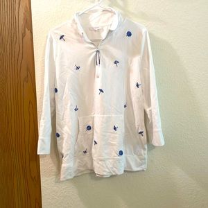 talbots white quarter zip sweatshirt M